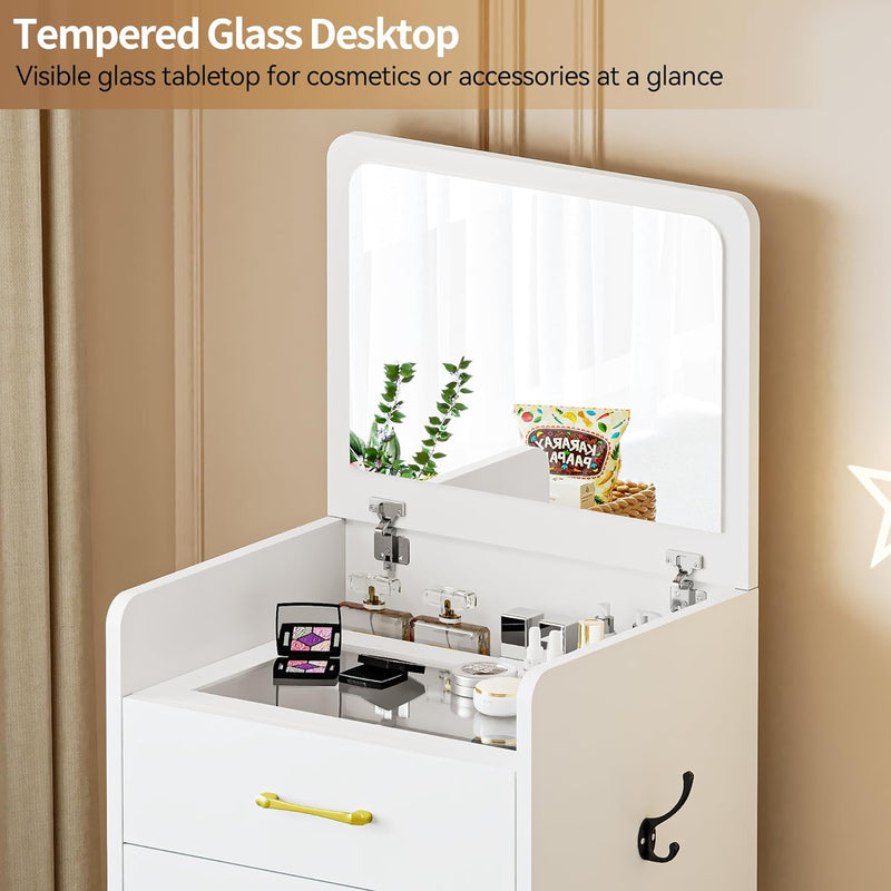 Load image into Gallery viewer, 3 in 1 Vanity Desk with Plip Top Mirror
